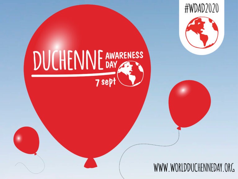 World Duchenne Awareness Day graphic showing a red balloon