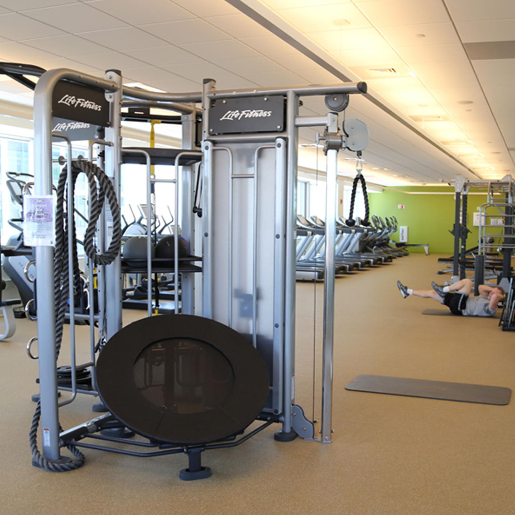 Inside of the onsite gym at Vertex in Boston